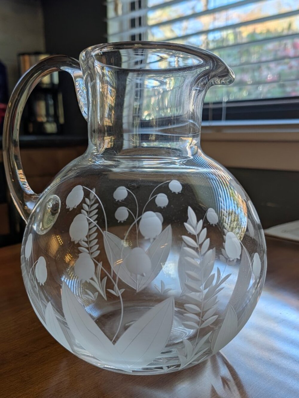 TIFFANY & CO. Etched Flowers Lilly of the Valley 9" Water Pitcher - Stamped